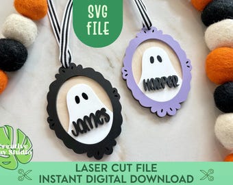 Ghost Frame Boo Basket Tag SVG, Halloween Name Tag, Boo Basket Filler, Personalized Halloween Decor, Ghost Boo Tag SVG, Halloween Gift Tag