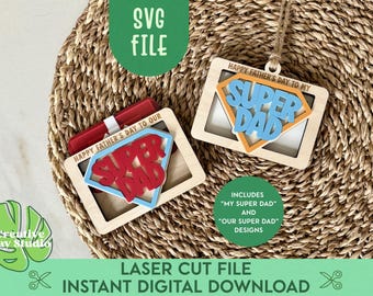 Super Dad Father's Day Gift Card Holder SVG, Gift for Dad, Super Hero Gift Card Holder for Dad, Laser Gift Card Holder, Cool Dad Gift