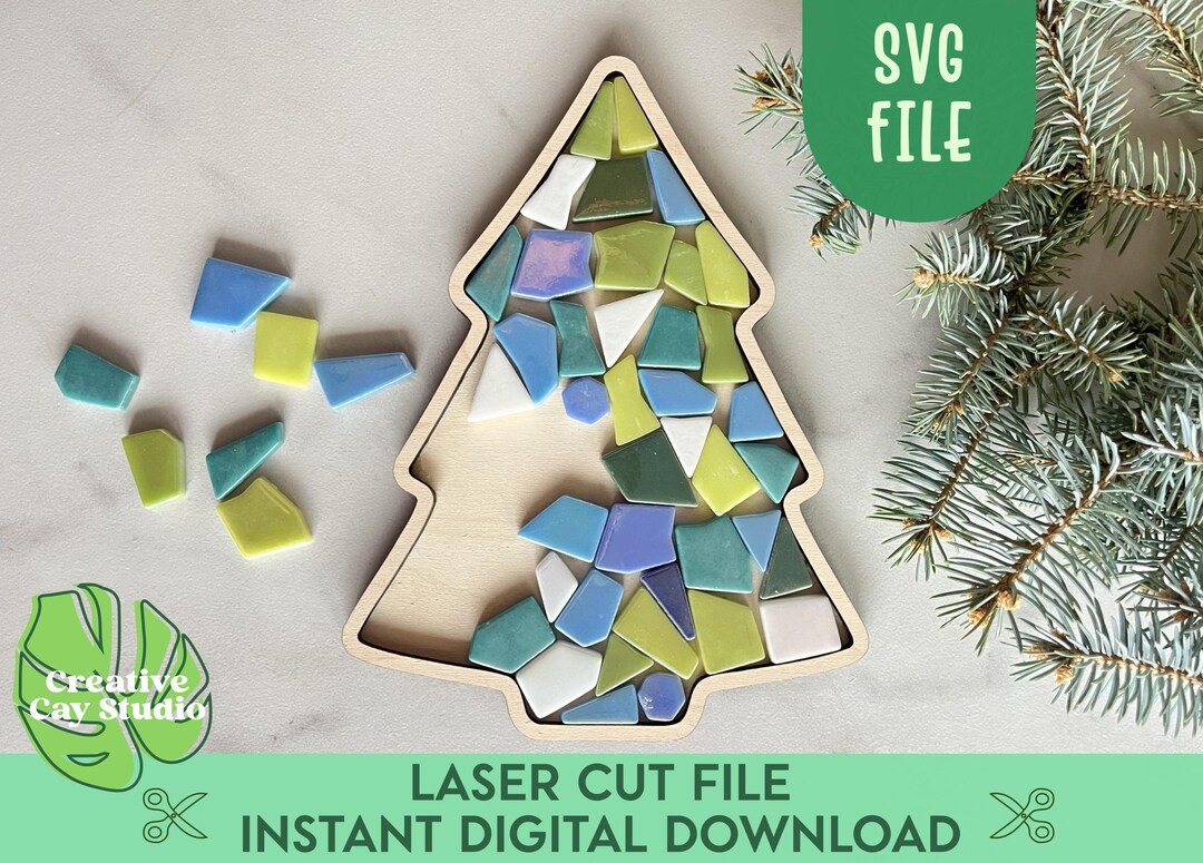 Christmas Tree Mosaic Base SVG, DIY Christmas Crafts, Wooden Frame ...