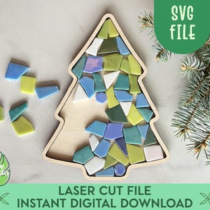 Christmas Tree Mosaic Base SVG, DIY Christmas Crafts, Wooden Frame, Mosaic Art, Mosaic Substrate, Christmas Laser Cut Files, Glowforge Files
