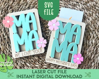 Mama Mother's Day Gift Card Holder SVG, Gift for Mom, Birthday Gift Card Holder for Mom, Laser Gift Card Holder, Gift for Mum, Glowforge SVG