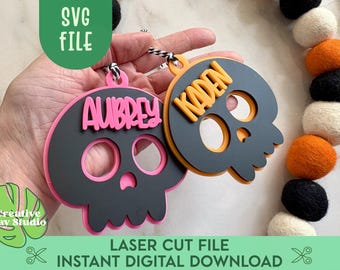 Skull Boo Basket Tag SVG, Halloween Name Tag, Boo Basket Filler, Personalized Halloween Decor, Skull Ornament SVG, Halloween Gift Tag