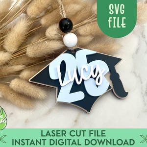 2025 Graduation Car Charm SVG, Class of 2025 Ornament, Graduation Keepsake Gift, Senior Night Gift, Glowforge Grad SVG, Teen Gift SVG, Xtool