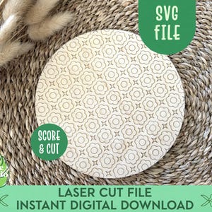 Scoring Floral Round Backer SVG, Laser Wood Pattern, Score SVG Pattern, Round Backer, Newborn Photo Prop, Modern Name Sign, Glowforge SVG