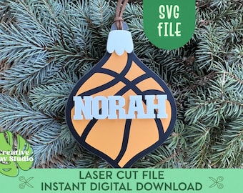 Basketball Vintage Ornament SVG, Christmas Gift for Basketball Player, Basketball Team Keepsake, Basketball Coach Gift, Gift for Teen Boy