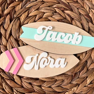 Surfboard Baby Name Sign SVG, Birth Announcement Plaque, Nursery Decor ...