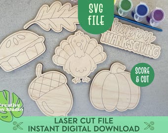 Thanksgiving Fall Paint Craft for Kids SVG, Kids Table Activity, DIY Fall Paint Kit, Preschool Paint Kit, Pumpkin Turkey Craft