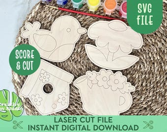 DIY Easter Craft for Kids SVG, Spring Craft Laser SVG, Easter Paint Kit Svg, Easter Basket Filler, Easter Gift for Kids, Mother's Day Craft
