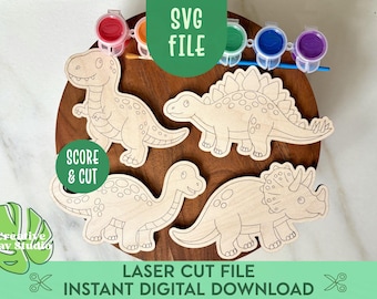 DIY Dinosaur Craft for Kids SVG, Boys Birthday Party Craft, Preschool Craft, Dinosaur Paint Kit Svg, Gift for Boys, Laser Paint Kit