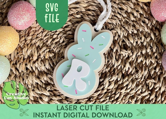 Sugar Cookie Bunny Easter Basket Tag SVG, Easter Basket Stuffers, Bunny Gift Tag for Kids, Easter Gift for Baby, Easter Tag, Glowforge Files