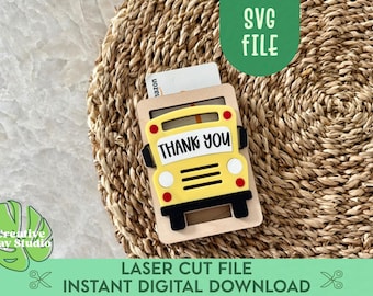 Bus Driver Gift Card Holder SVG, Driver Thank You Gift, Gift Card Sleeve, Bus Driver Appreciation Gift, Laser Gift Card Holder, Money Holder