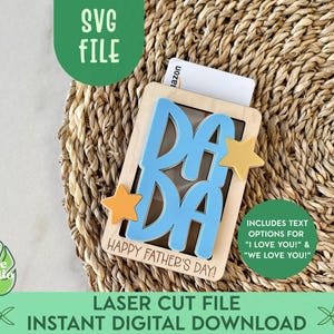 Porta-cartão-presente para o Dia dos Pais Dada SVG, Presente para o pai, Porta-cartão-presente de aniversário para o pai, Porta-cartão-presente com laser, Presente de criança, Glowforge