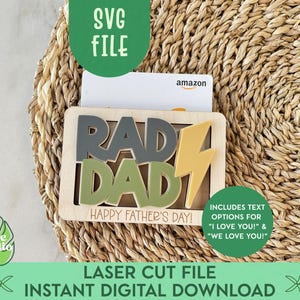 Porta-cartão-presente para o Dia dos Pais Rad Dad SVG, presente para o pai, porta-cartão-presente de aniversário para o pai, porta-cartão-presente com laser, presente legal para o pai, Glowforge