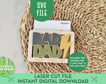Rad Dad Father's Day Gift Card Holder SVG, Gift for Dad, Birthday Gift Card Holder for Dad, Laser Gift Card Holder, Cool Dad Gift, Glowforge
