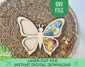 Schmetterlings-Mosaik-Basis SVG, DIY Kinder Basteln, Holzrahmen, Schmetterling Handwerk, Mosaik-Substrat