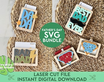 Father's Day Gift Card Holder Bundle SVG, Gift for Dad, Best Dad Ever Gift, Birthday Gift Card Holder, Laser Gift Card Holder, Glowforge