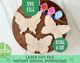 DIY Butterfly Craft for Kids SVG, Laser Spring Craft SVG, Butterfly Paint Kit Svg, Preschool Laser Craft, Mother's Day Craft