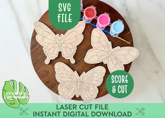 DIY Butterfly Craft for Kids SVG, Laser Spring Craft SVG, Butterfly Paint Kit Svg, Preschool Laser Craft, Mother's Day Craft