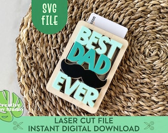 Best Dad Ever Father's Day Gift Card Holder SVG, Gift for Dad, Birthday Gift Card Holder, Laser Gift Card Holder, Best Dad Gift, Glowforge