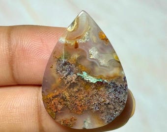 Chalcedony native copper - Pendant - Gemstone Size (28,2x20,5x4,7mm)
