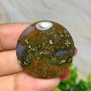 Green agate - Cabochon - Gemstone size (30x30x6,9mm)