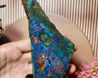 Slab - Raw chrysocolla spider copper - Blue chrysocolla - Gemstone Size(65x50x15mm)