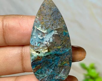Chrysocolla native copper spider || Cabochon || Gemstone size (40,5x19x5mm)