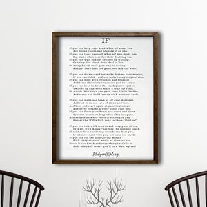 Lienzo enmarcado con el poema "If" de Kipling / Regalos de graduación para tus hijos / Impresión del poema "If" / Poema "If" de Rudyard Kipling, impresión de poema motivacional