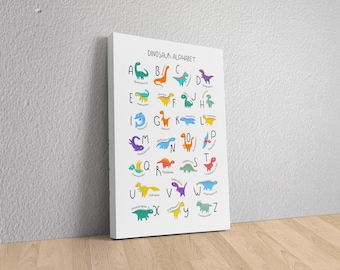 Dinosaur Alphabet Poster for Kids – Cute Dino ABC Wall Art – Educational Nursery Decor – Preschool Learning Print – Dino Room Decor