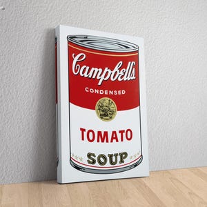 Campbell&#39;s Soup Canvas Poster, Kitchen Wall Decor, Andy Warhol Tomato Soup Pop Art Poster, Andy Warhol Tomato Soup Print, Andy Warhol Art