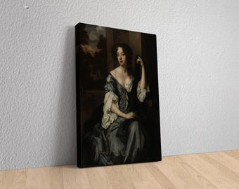 Moody Victorian Canvas, Woman Portrait Painting, Baroque Painting Print, Victorian Art Print, Moody Wall Art, Vintage Wall Decor
