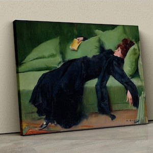 Decadent Young Woman Canvas, After the Dance Print, Ramon Casas, Lady Lying on Couch Painting, Modern Art Print, Private Life Book Cover