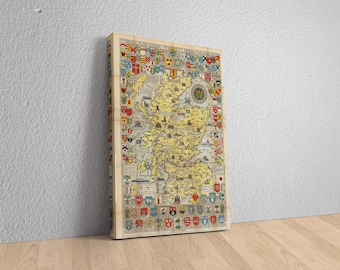 1822 Clans of Scotland Map Canvas – Historic and Detailed Scottish Heritage Art for Traditional and Classic Decor, Scotland Clans Map Print