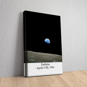 Earthrise Apollo 8 Leinwand Druck, NASA Weltraum Fotografie Wandkunst, Mond und Erde Minimalistisches Poster, Astronaut Galaxie Dekor