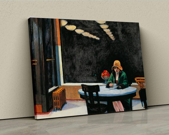 Automat Edward Hopper Canvas Print, Vintage Art Poster, Retro Cafe Wall Art, Lonely Woman Painting, Classic American Realism