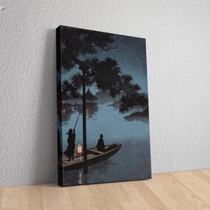 Lienzo del lago Biwa de Koho Shoda: impresión artística de un paisaje japonés sereno, decoración de pared japonesa vintage, póster de arte asiático tradicional