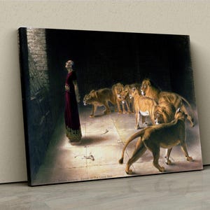 Daniel in the Lions’ Den Canvas – Biblical Artwork for Spiritual and Inspiring Home Decor, Daniel Answer To The King In The Lions Den