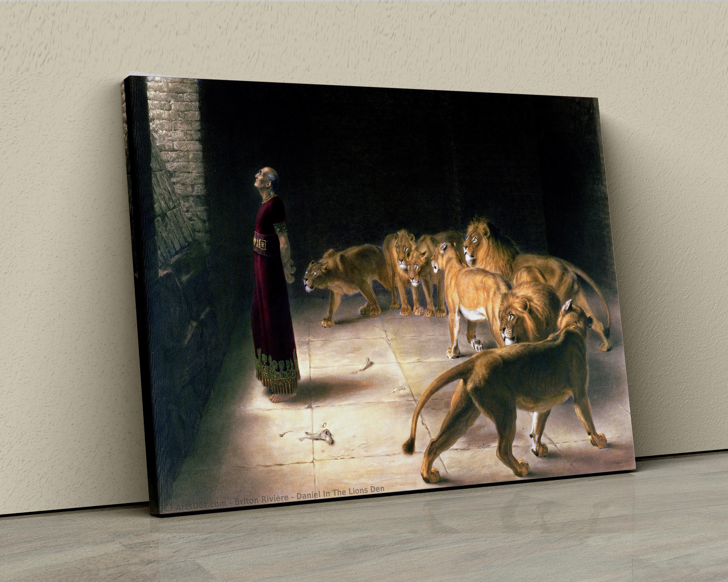 Tableau Sur Toile "Daniel's Answer To The King" - Daniel Dans La Fosse Aux Lions - Encadré, Prêt à Accrocher