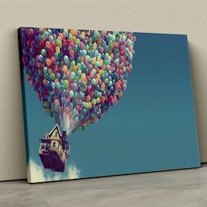 Póster de lienzo de Up Pixar / Arte de pared colorido de Pixar / Decoración vibrante de la película Up para la habitación de los niños y los amantes de la animación.