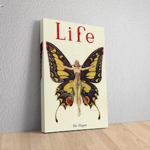 Life Magazine Cover Canvas, Vintage Magazine Poster, Illustration Butterfly Elves, Elf Wall Art Home Wall Decor, Life Magazine Cover Print