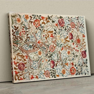 Botanical Textile Canvas, Botanical Textile de William Morris – Arte de parede floral atemporal, perfeita para decoração de casa com charme vintage