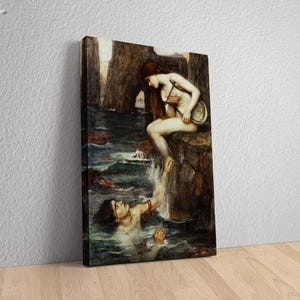 The Siren Canvas, by John William Waterhouse – Captivating Canvas Print of Mythical Beauty and Classic Art for Elegant Decor