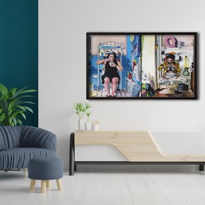 Broad City Bathroom Funny Wall Art – Abbi and Ilana Oil Painting Prints for Humorous and Unique Home Decor, Funny Bathroom Canvas, Print image 2