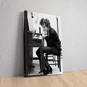 Lienzo de Bob Dylan, blanco y negro, letras de Bob Dylan, Blowin' in the Wind, impresión musical de los años 60 y 70, música folclórica estadounidense, póster de música blues