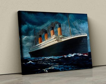 Titanic Ship Canvas Wall Art, Vintage Ocean Liner Poster, Nautical Maritime Decor, Historic Steamship Painting, Classic Sea Print