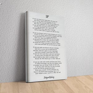 Lienzo con poemas de If, de Kipling / Regalos de graduación para tus hijos / Impresión con poemas If / Poema If de Rudyard Kipling, Impresión con poemas motivacionales