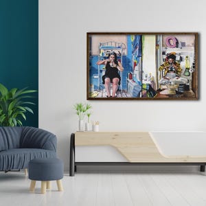 Broad City Bathroom Funny Wall Art – Abbi and Ilana Oil Painting Prints for Humorous and Unique Home Decor, Funny Bathroom Canvas, Print image 3