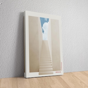Surrender Album Cover Canvas Print, RÜFÜS DU SOL  Minimalist Modern Wall Art, Stairway to Sky Poster, Neutral Music Decor for Home