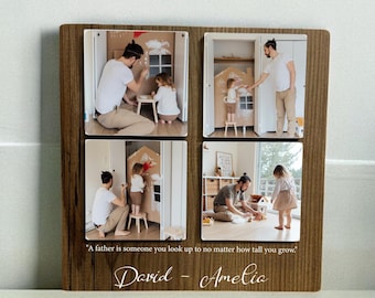 Custom Picture Frame, Wood Frame with your photos, Anniversary Gift for Husband, Photo Print Plaque, Christmas Gift, Valentine&#39;s Day gift