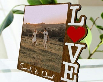 Personalized Photo Printed Wood, Romantic Gifts for Couples, The Best Gift for Him, Wooden Photo Frame, Special Gift, Anniversary Gift